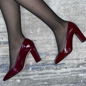 kate spade Burgundy Patent Block Heel Pumps